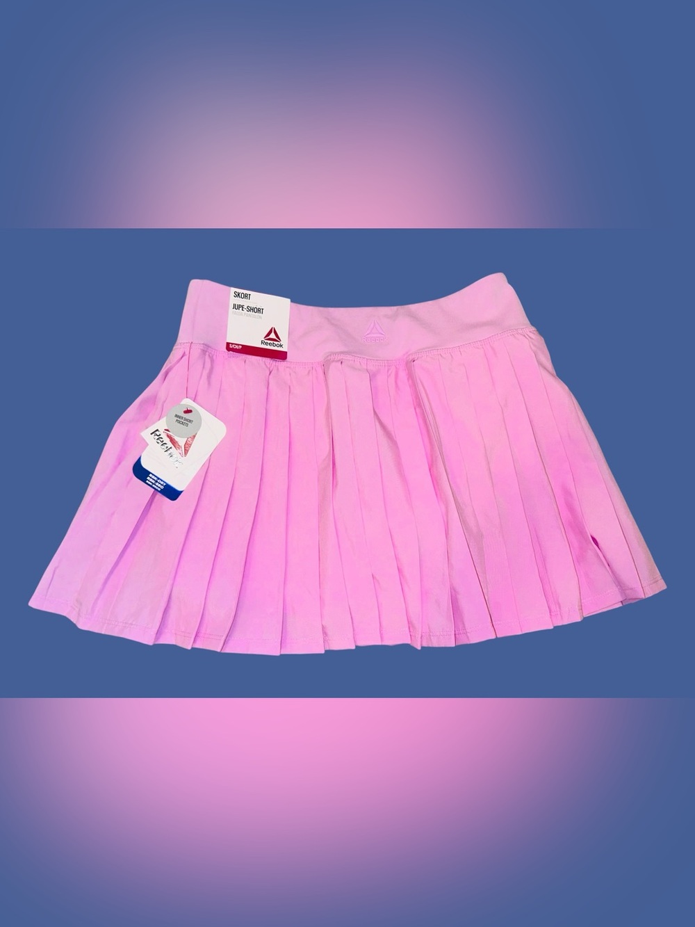 REEBOK Pink Pleated Tennis Skirt with Built-In Shorts Size S